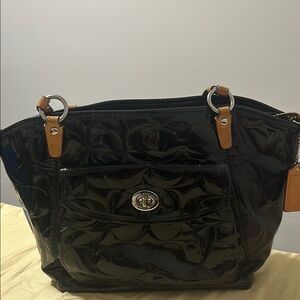 Elegant Black Patent Leather Tote Bag